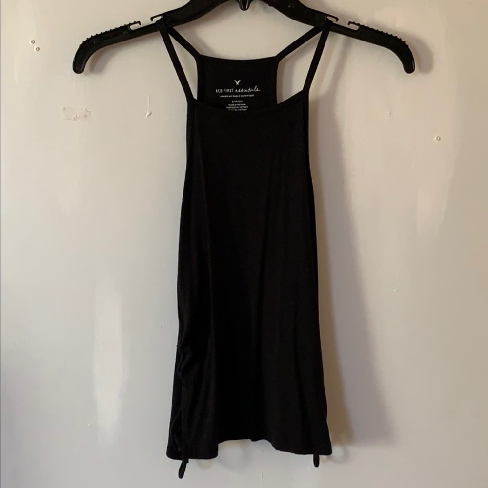Black tank top with lace-up sides